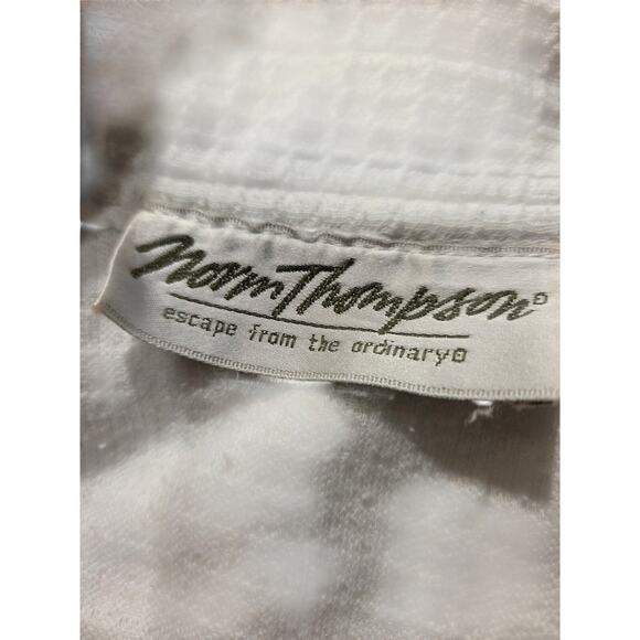 Norm Thompson Waffle Spa Robe Cotton Blend XL White Escape the Ordinary Lounge - Picture 5 of 6